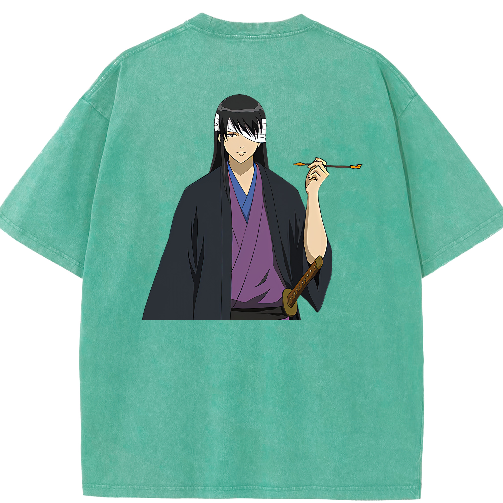 （画像用） ぎんたま 坂田銀時（さかたぎんとき） 神楽 志村新八（しむら しんぱち） GINTAMA Sakata Gintoki Kagura Shimura Shinpachi 綿100% ヴィンテージ風 半袖Tシャツ（背面プリント）
